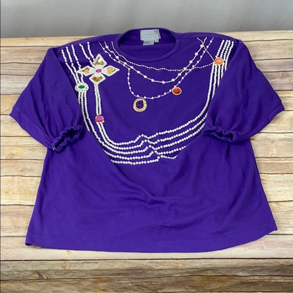 Large Accent on You Hand Jeweled Fancy Top - Picture 2 of 3